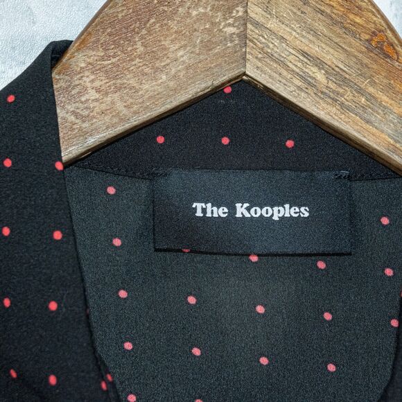 The KOOPLES Black Polka Dot Print Blouse tighten cuffs size Medium - Picture 3 of 12